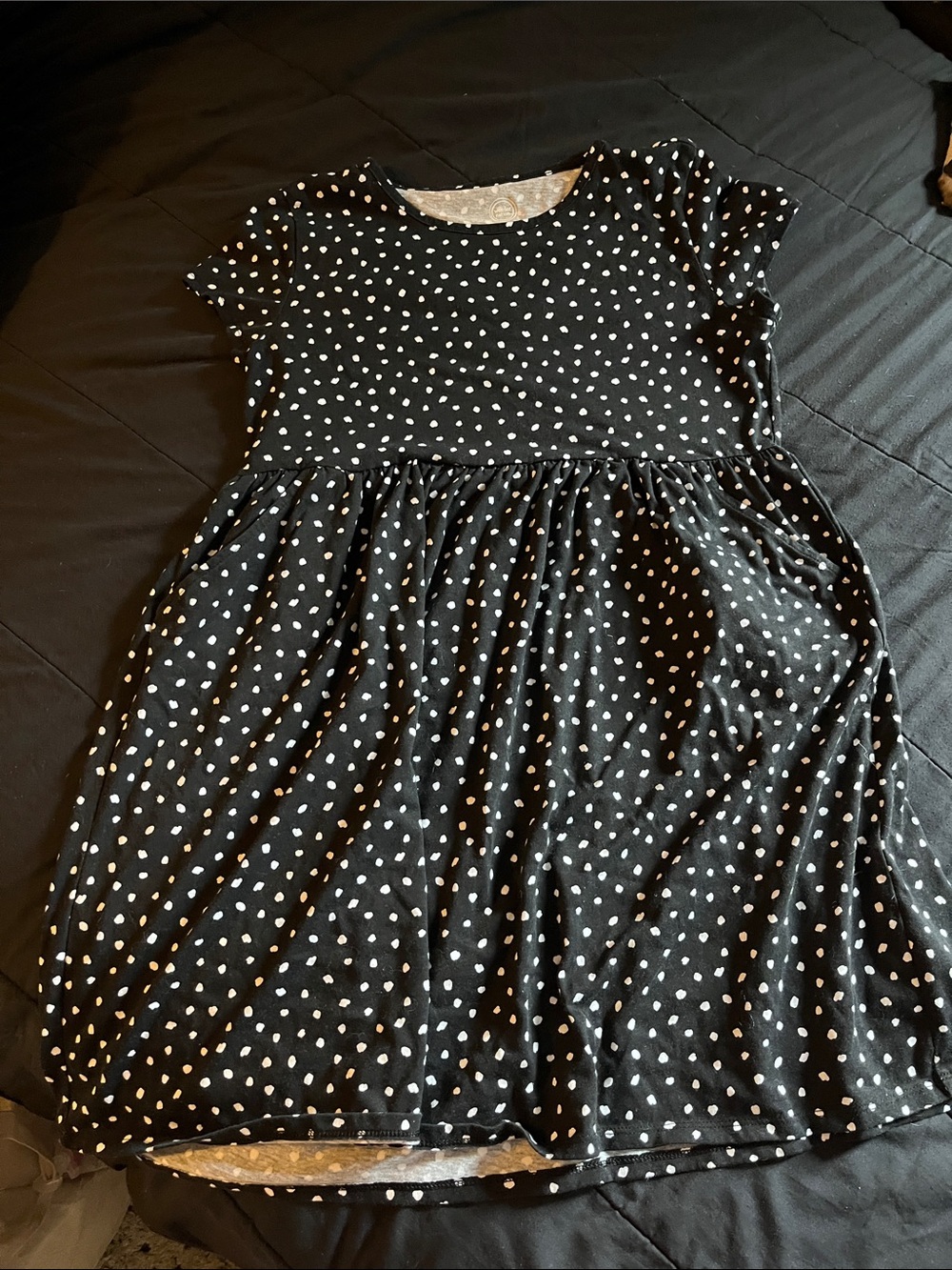 wonder nation Black and White Polka Dot Short Sleeve Dress